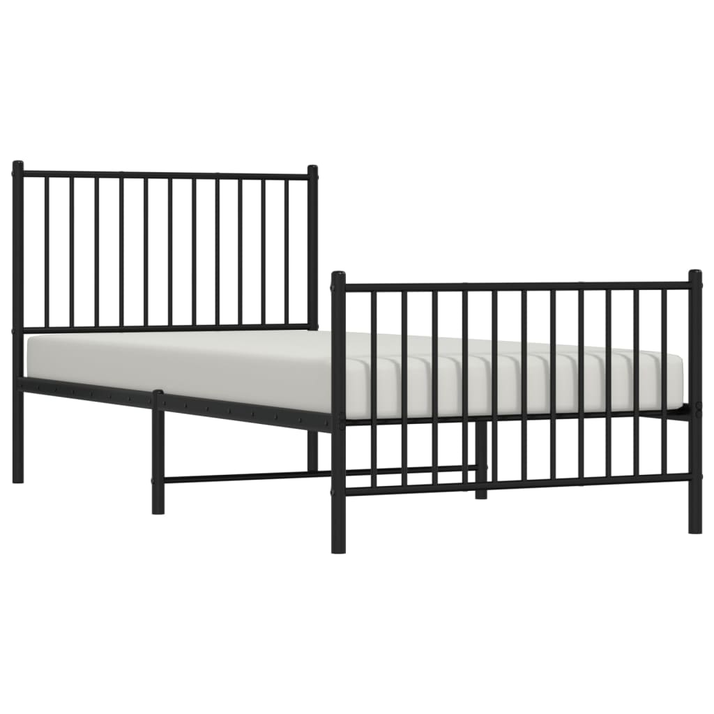 Metalni okvir kreveta uzglavlje i podnožje crni 90 x 200 cm