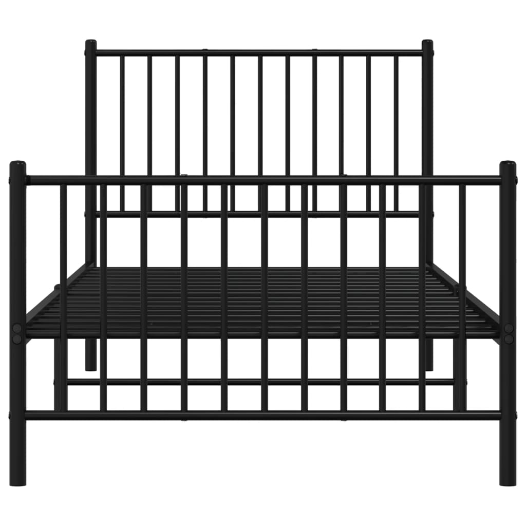 Metalni okvir kreveta uzglavlje i podnožje crni 90 x 200 cm