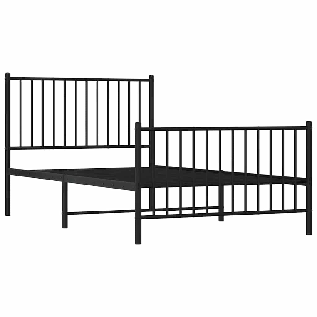 Metalni okvir kreveta uzglavlje i podnožje crni 100x190 cm