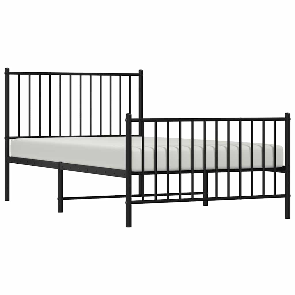 Metalni okvir kreveta uzglavlje i podnožje crni 100x190 cm