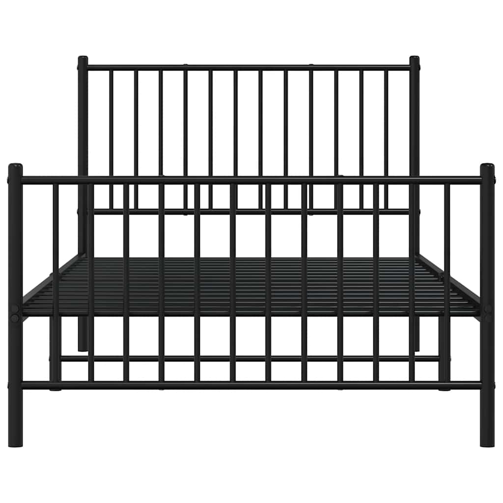 Metalni okvir kreveta uzglavlje i podnožje crni 100x190 cm