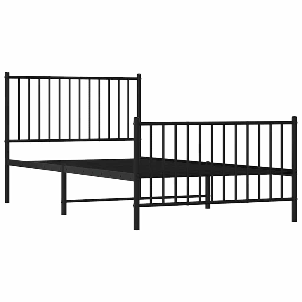 Metalni okvir kreveta uzglavlje i podnožje crni 100x200 cm