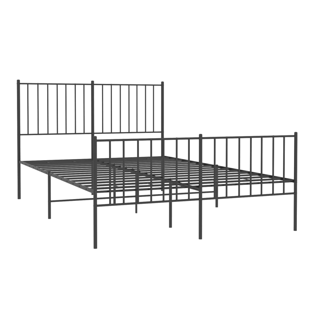 Metalni okvir kreveta uzglavlje i podnožje crni 120x190 cm