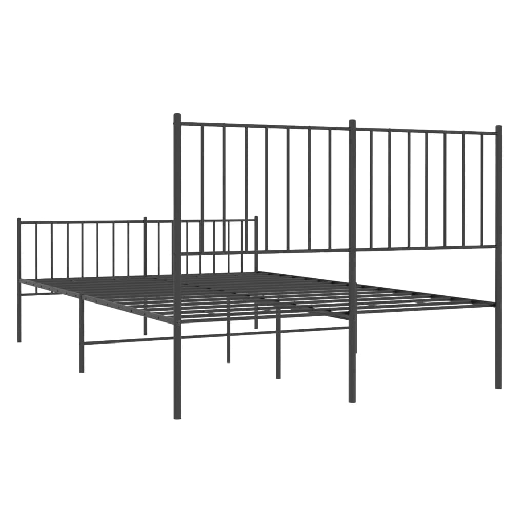 Metalni okvir kreveta uzglavlje i podnožje crni 120x190 cm