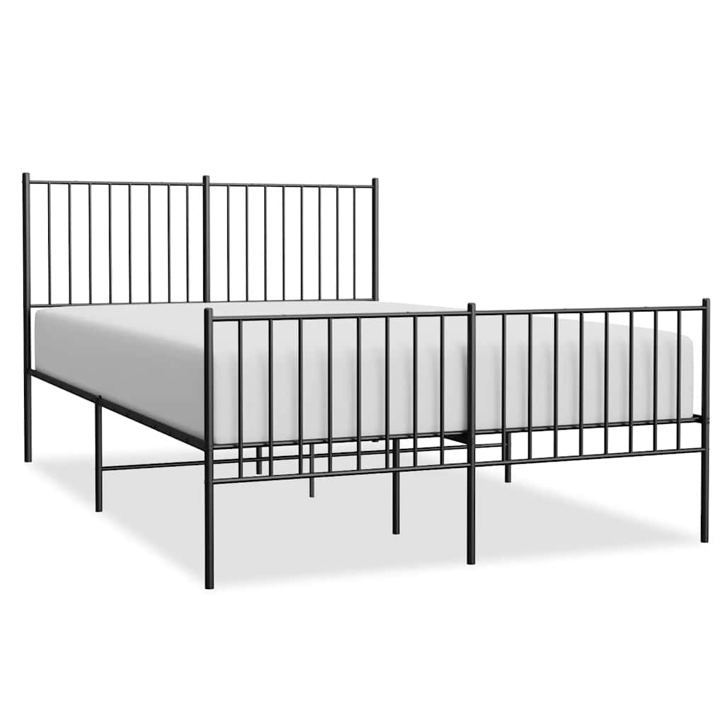 Metalni okvir kreveta uzglavlje i podnožje crni 135x190 cm