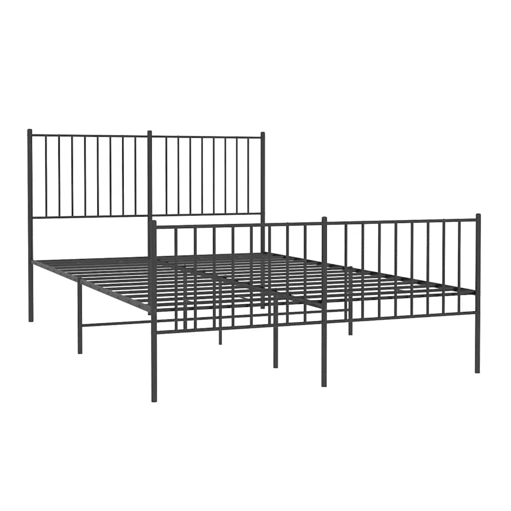 Metalni okvir kreveta uzglavlje i podnožje crni 135x190 cm