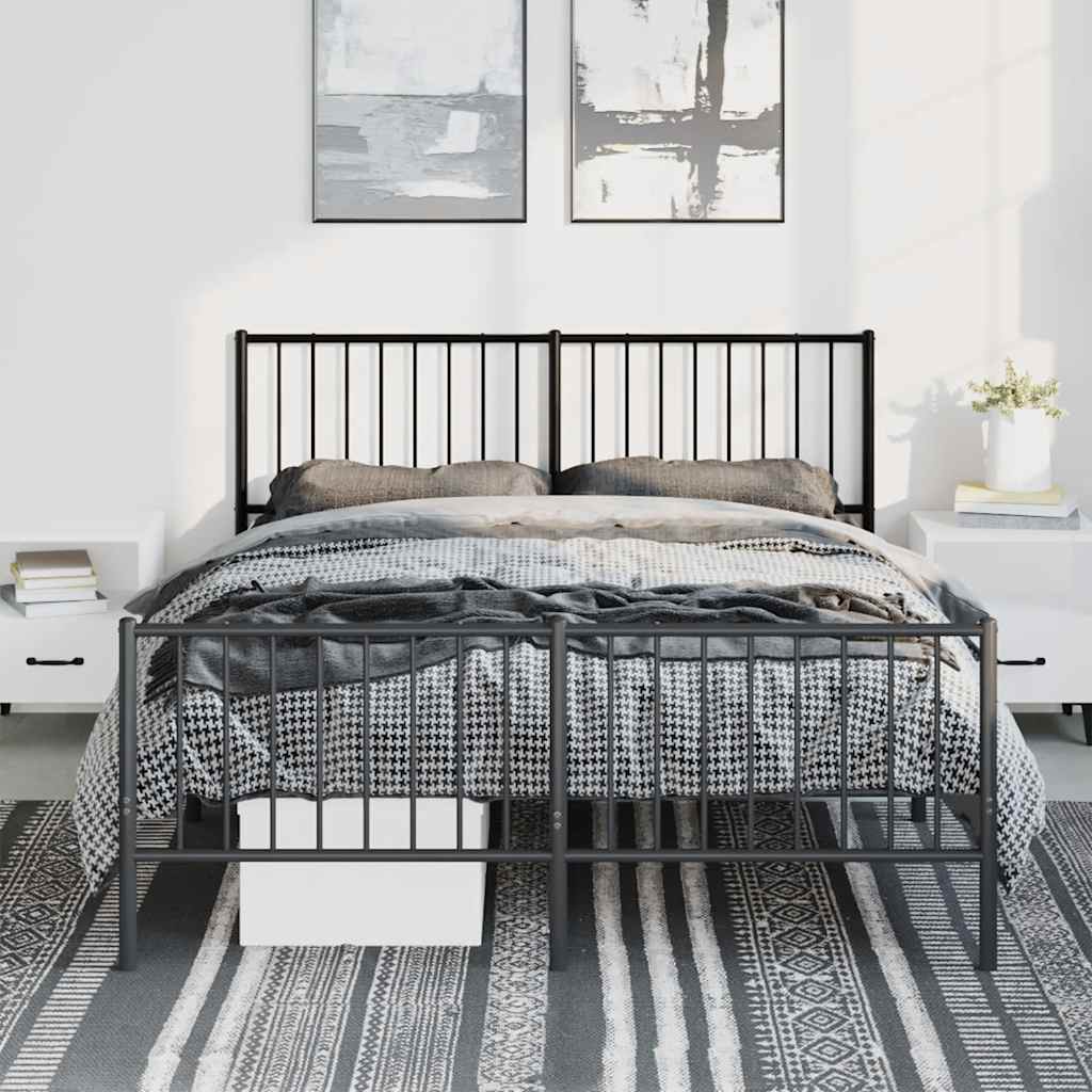 Metalni okvir kreveta uzglavlje i podnožje crni 135x190 cm