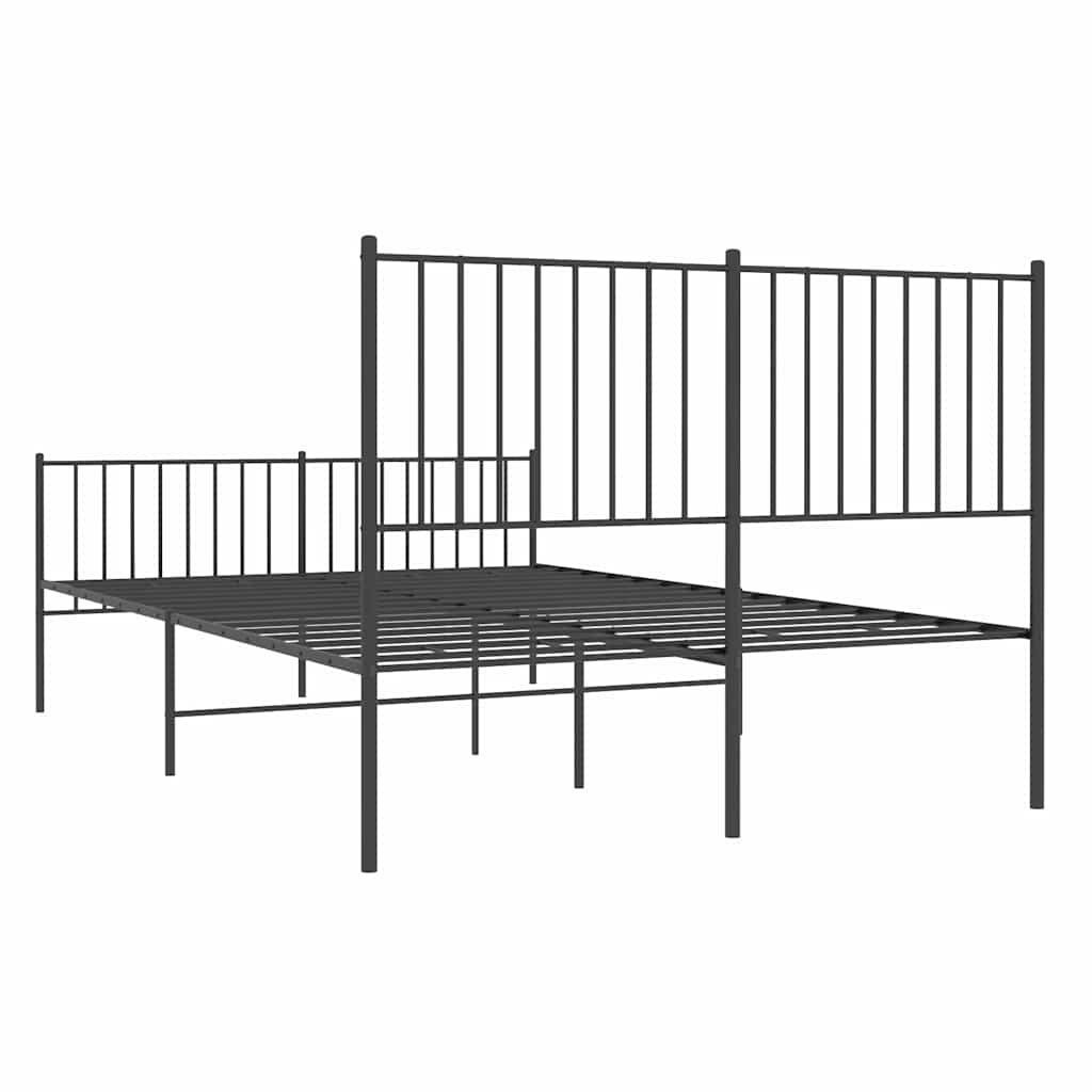 Metalni okvir kreveta uzglavlje i podnožje crni 135x190 cm