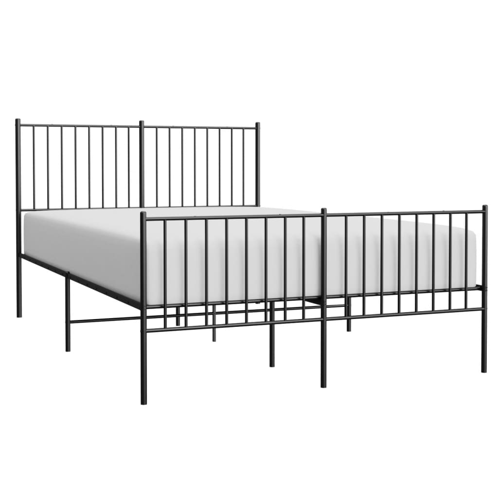 Metalni okvir kreveta uzglavlje i podnožje crni 140x190 cm