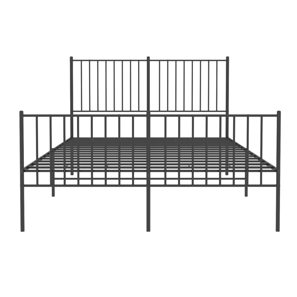 Metalni okvir kreveta uzglavlje i podnožje crni 140x190 cm