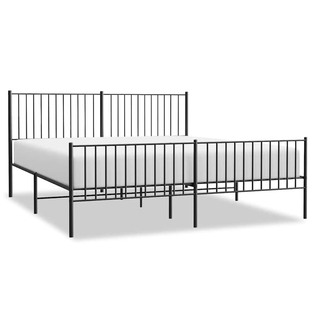 Metalni okvir kreveta uzglavlje i podnožje crni 183x213 cm