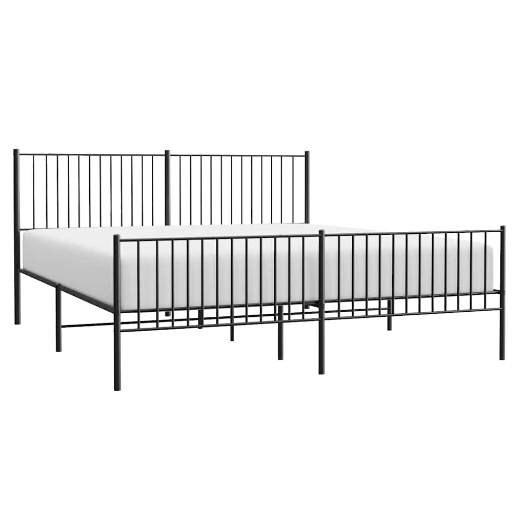 Metalni okvir kreveta uzglavlje i podnožje crni 193x203 cm