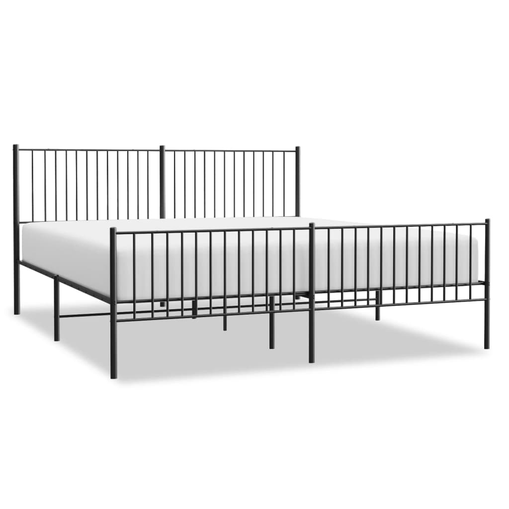 Metalni okvir kreveta uzglavlje i podnožje crni 200x200 cm