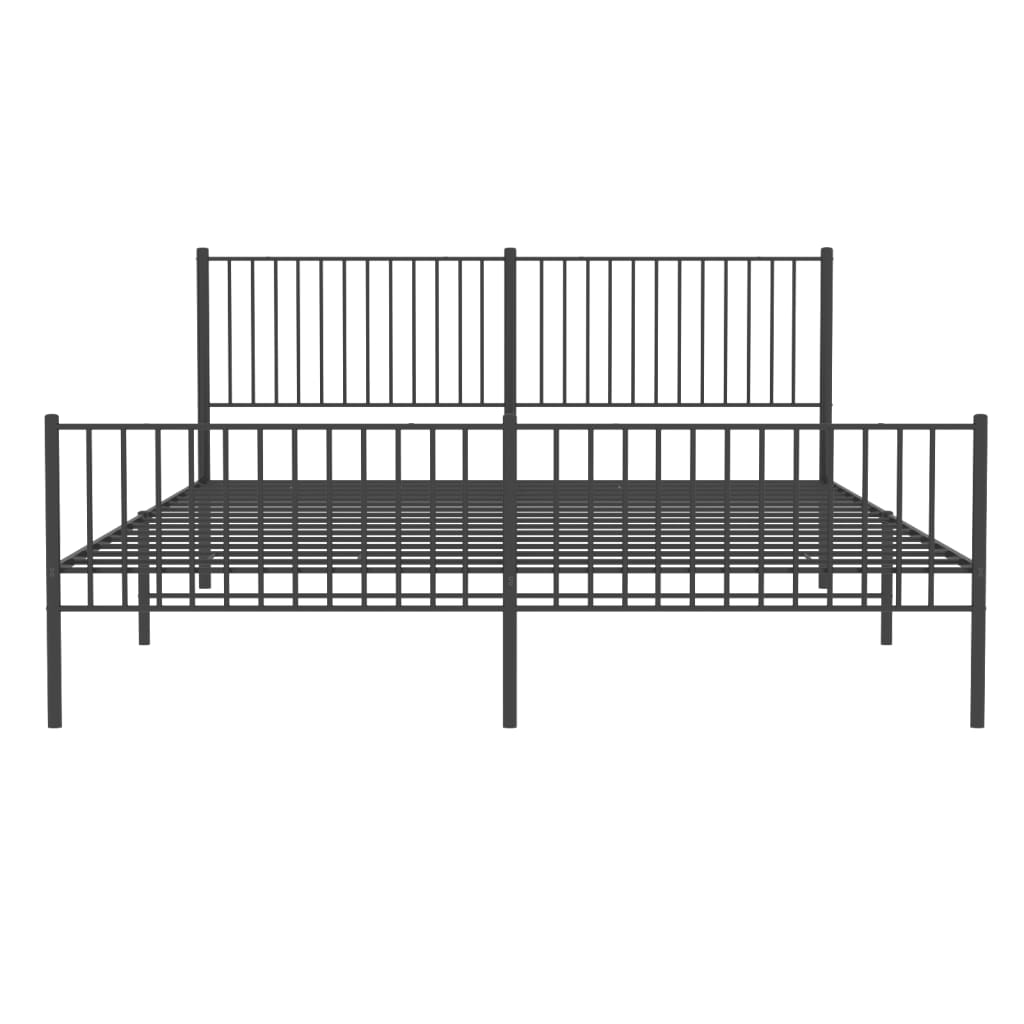 Metalni okvir kreveta uzglavlje i podnožje crni 200x200 cm