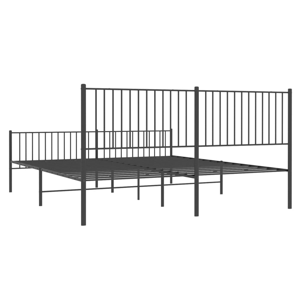 Metalni okvir kreveta uzglavlje i podnožje crni 200x200 cm