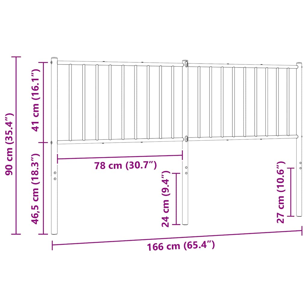 Metalno zamjensko uzglavlje crno 160 cm