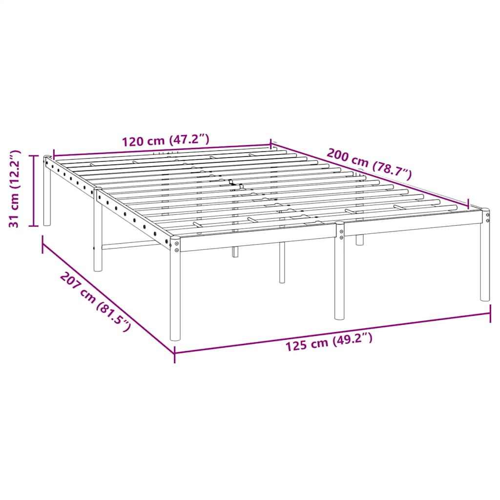 Metalni okvir za krevet bijeli 120 x 200 cm