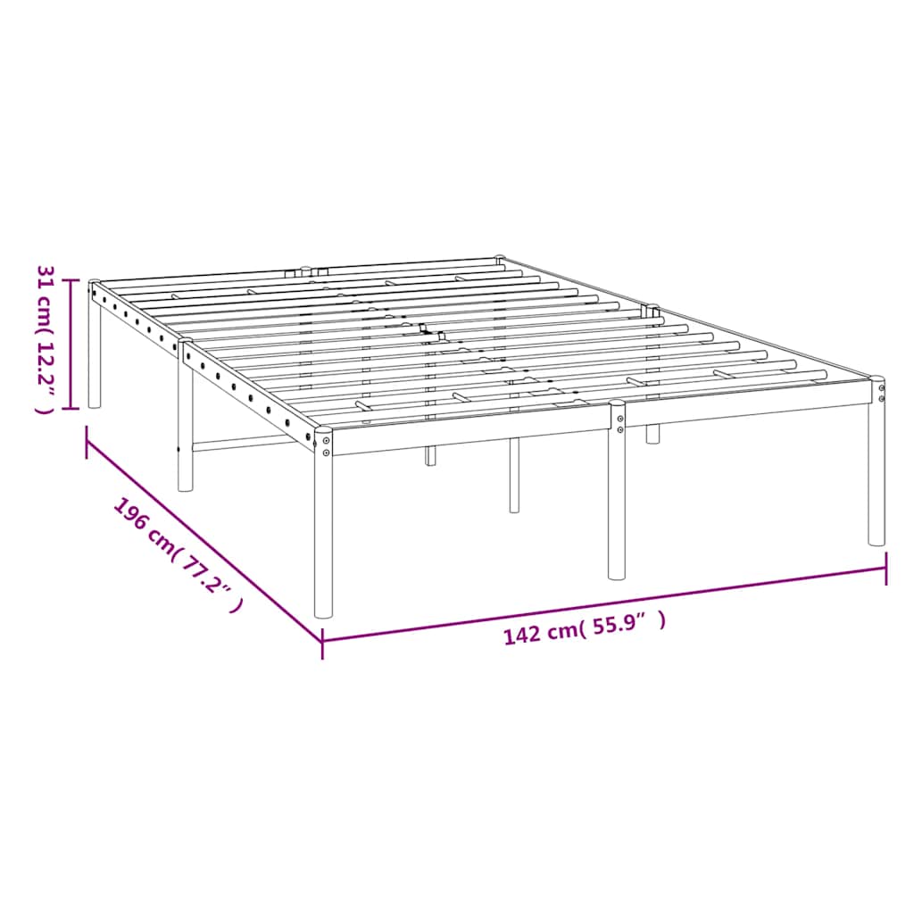 Metalni okvir za krevet bijeli 135x190 cm
