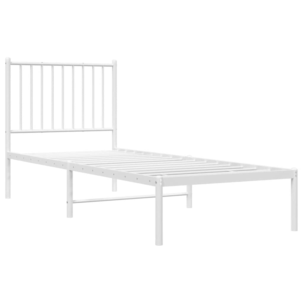 Metalni okvir krevet bez madraca s uzglavljem bijeli 75x190 cm