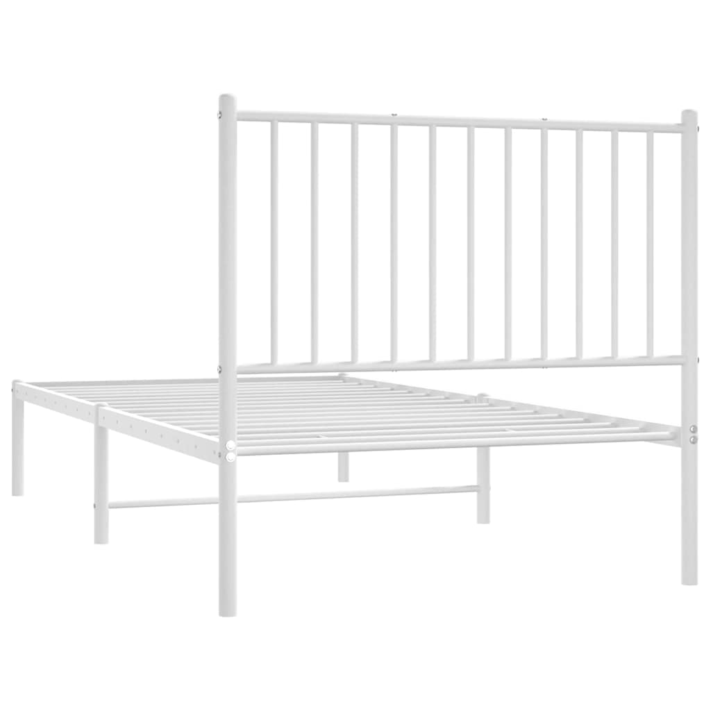 Metalni okvir za krevet s uzglavljem bijeli 90 x 190 cm