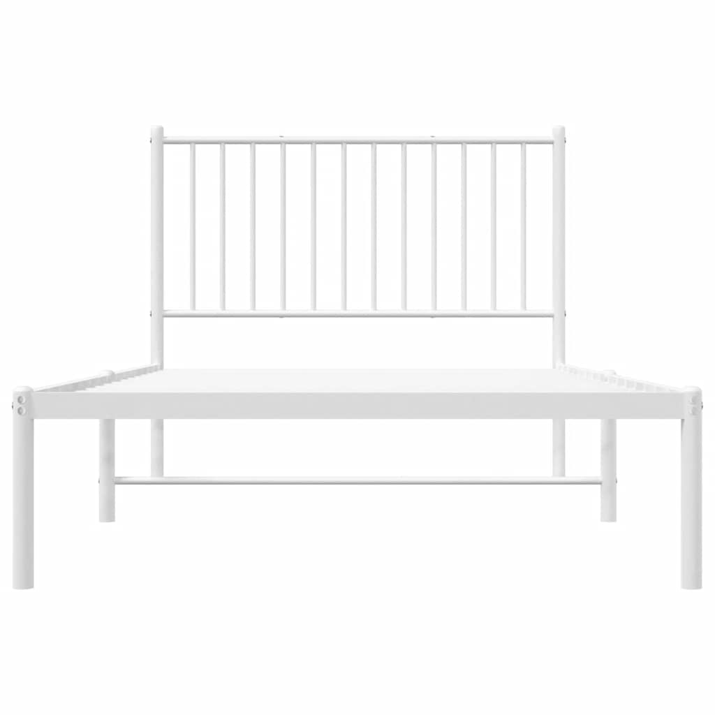 Metalni okvir za krevet s uzglavljem bijeli 100x190 cm