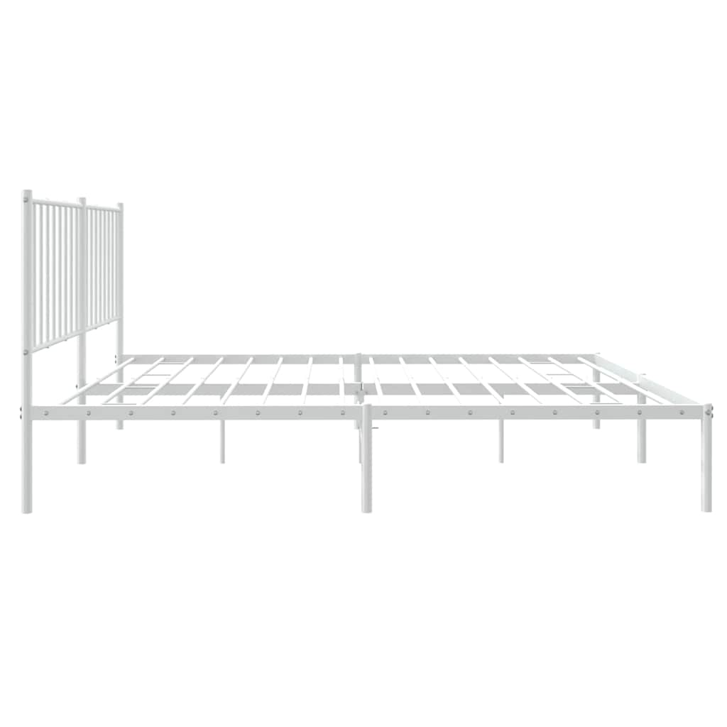 Metalni okvir za krevet s uzglavljem bijeli 135x190 cm