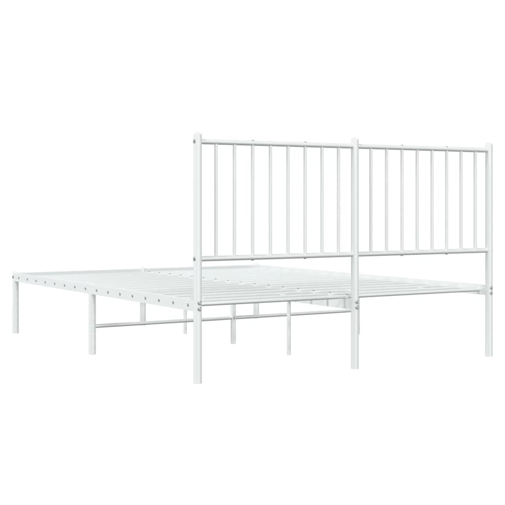 Metalni okvir za krevet s uzglavljem bijeli 135x190 cm