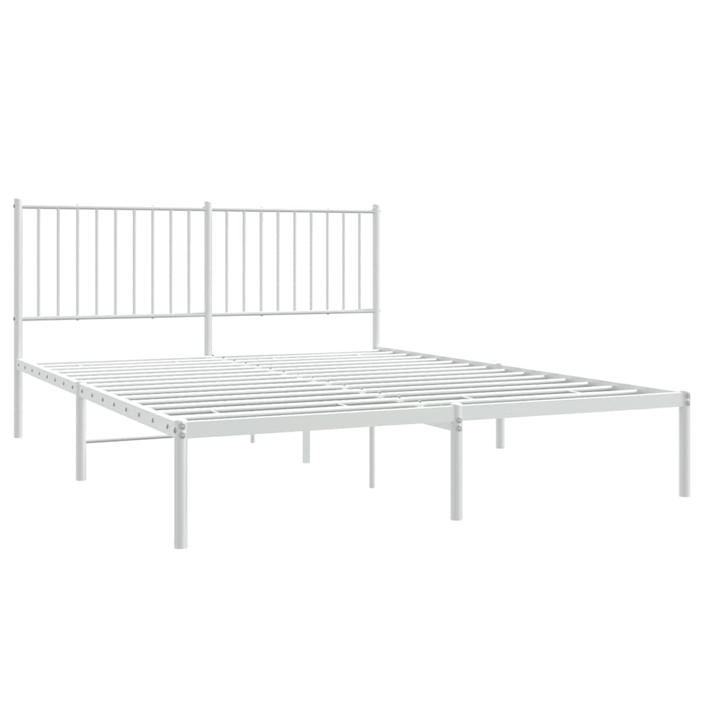 Metalni okvir za krevet s uzglavljem bijeli 160x200 cm