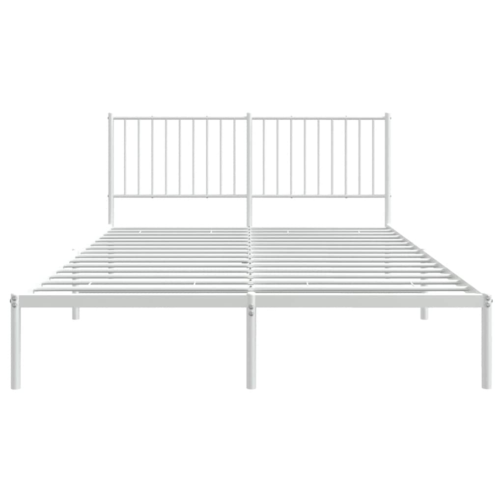 Metalni okvir za krevet s uzglavljem bijeli 160x200 cm