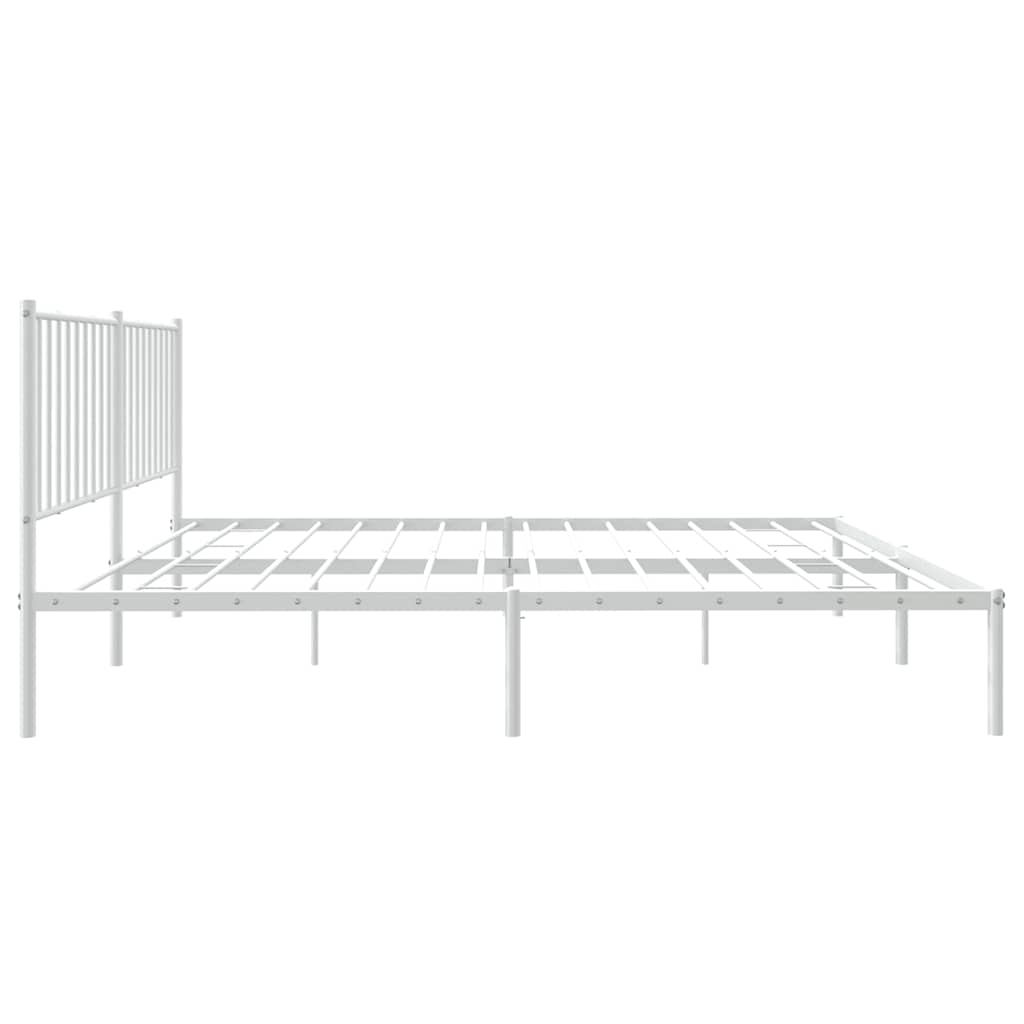 Metalni okvir za krevet s uzglavljem bijeli 160x200 cm