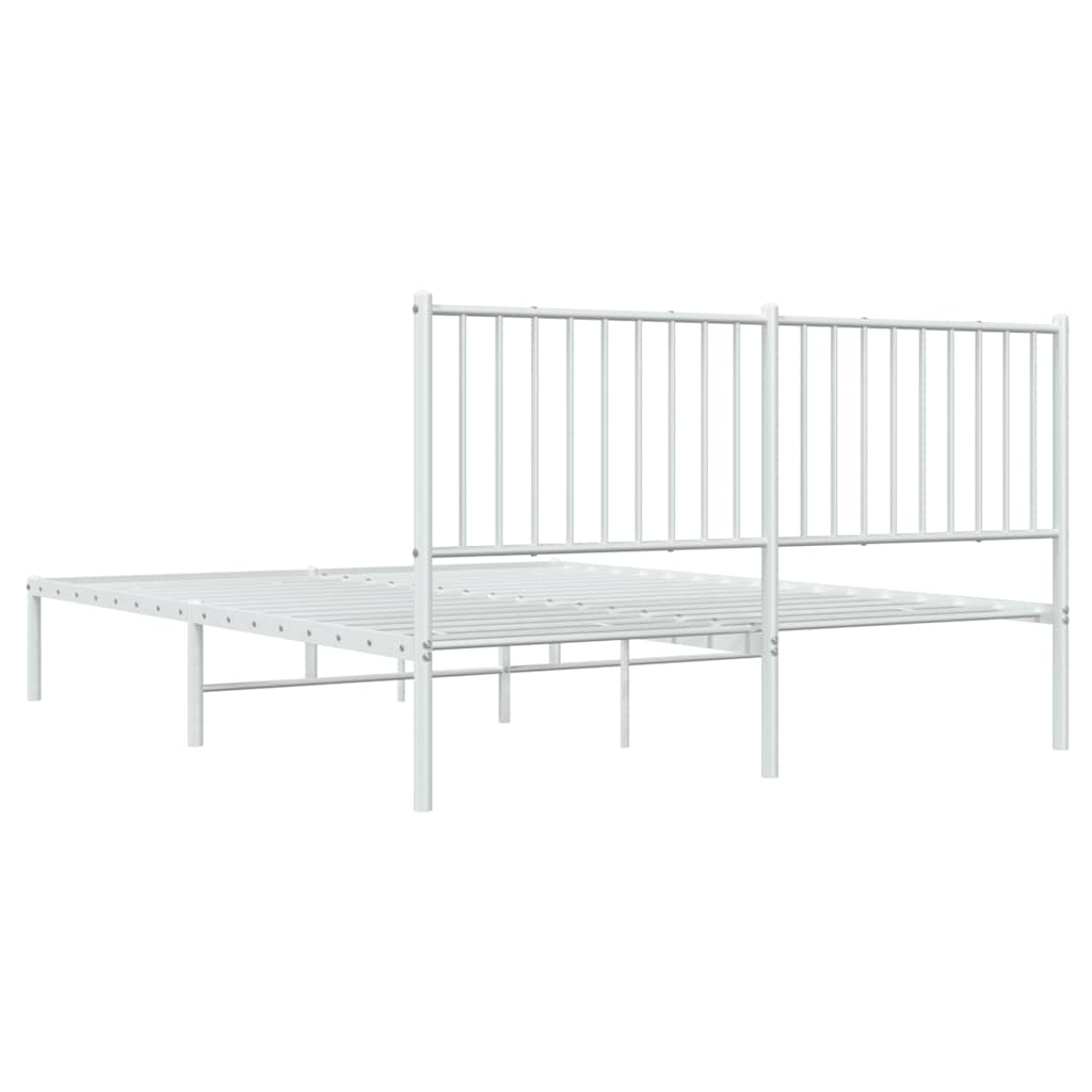Metalni okvir za krevet s uzglavljem bijeli 160x200 cm