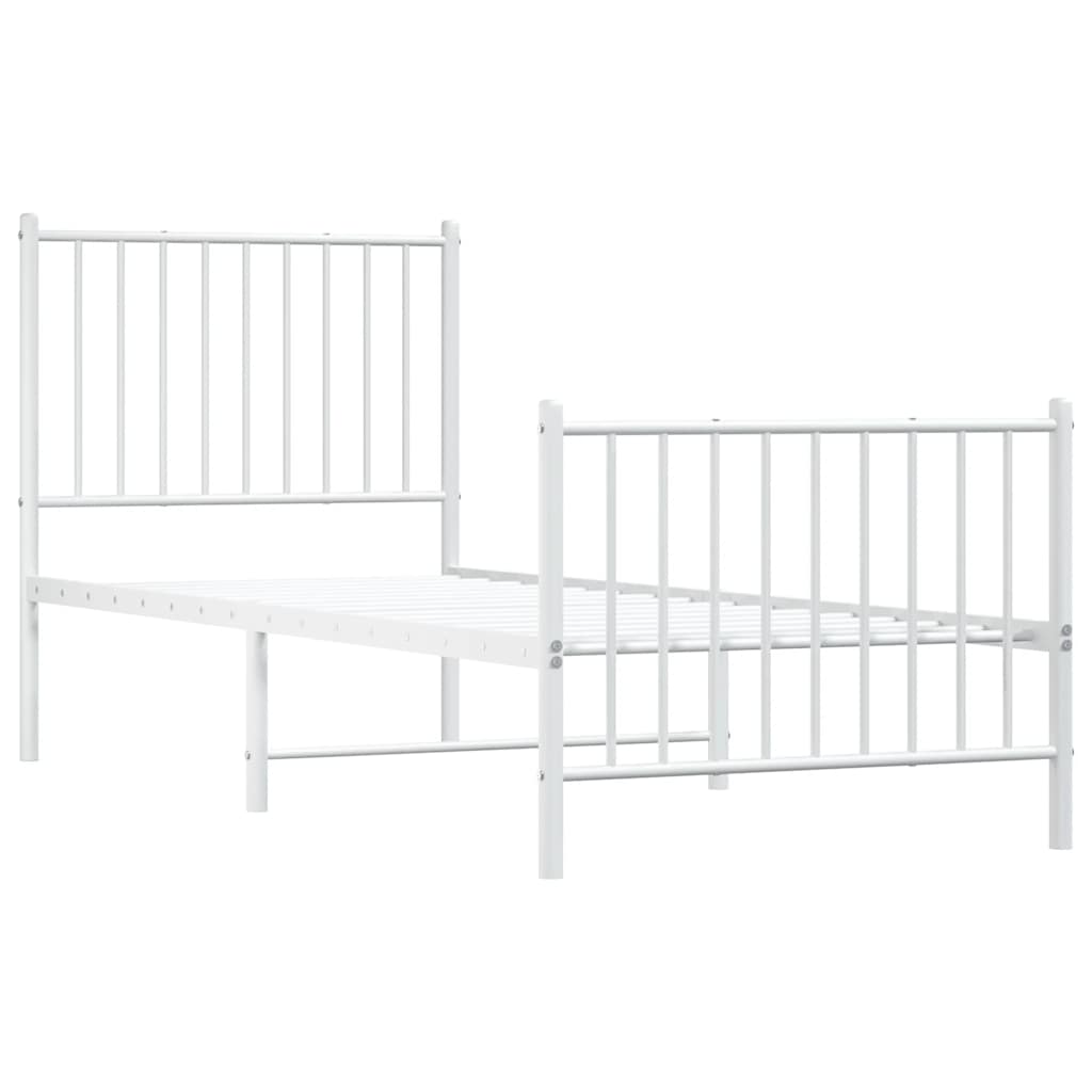 Metalni okvir kreveta uzglavlje i podnožje bijeli 80x200 cm