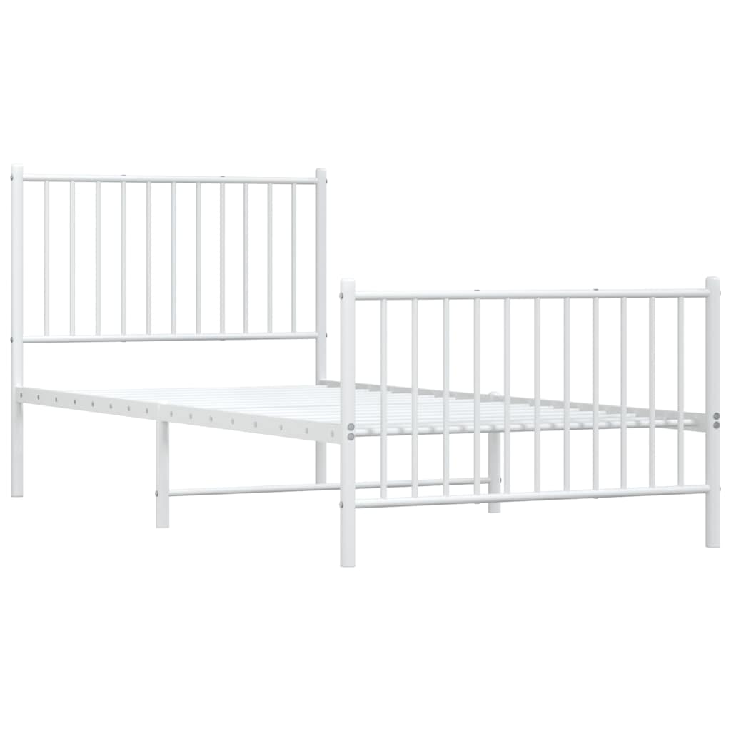 Metalni okvir kreveta uzglavlje i podnožje bijeli 90 x 200 cm