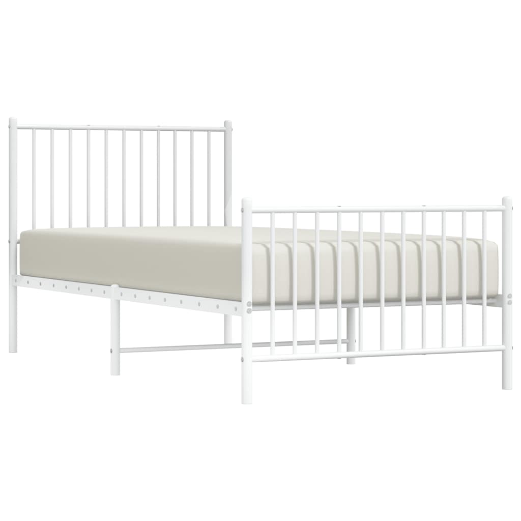 Metalni okvir kreveta uzglavlje i podnožje bijeli 90 x 200 cm