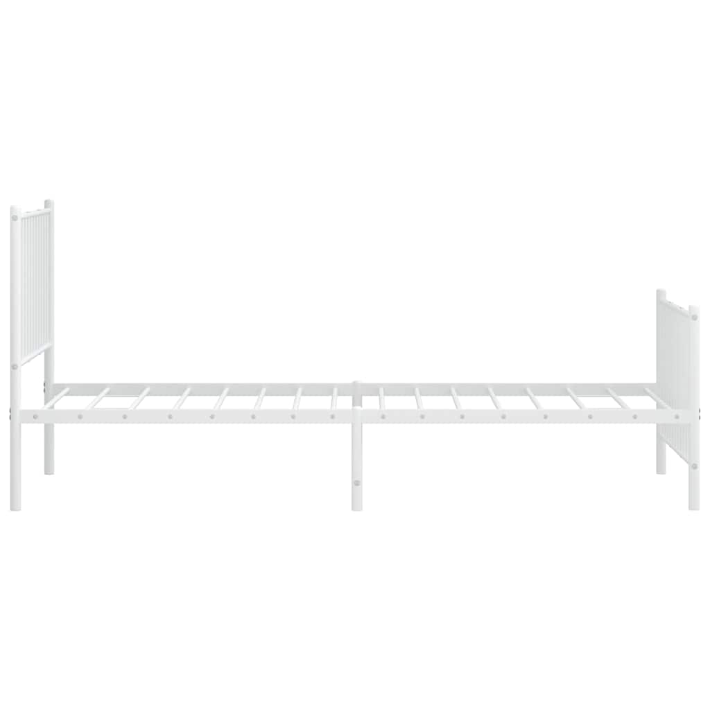 Metalni okvir kreveta uzglavlje i podnožje bijeli 90 x 200 cm