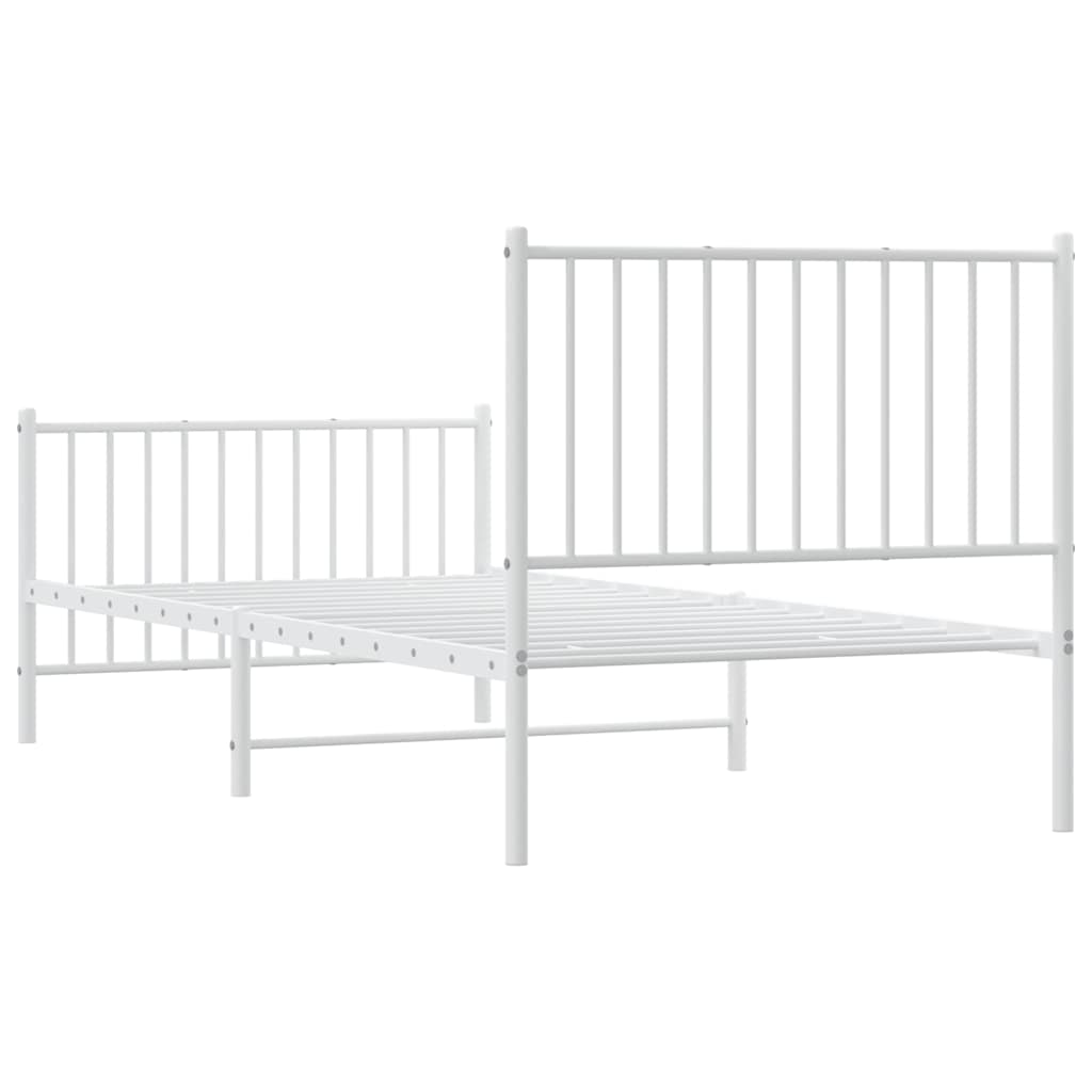 Metalni okvir kreveta uzglavlje i podnožje bijeli 90 x 200 cm