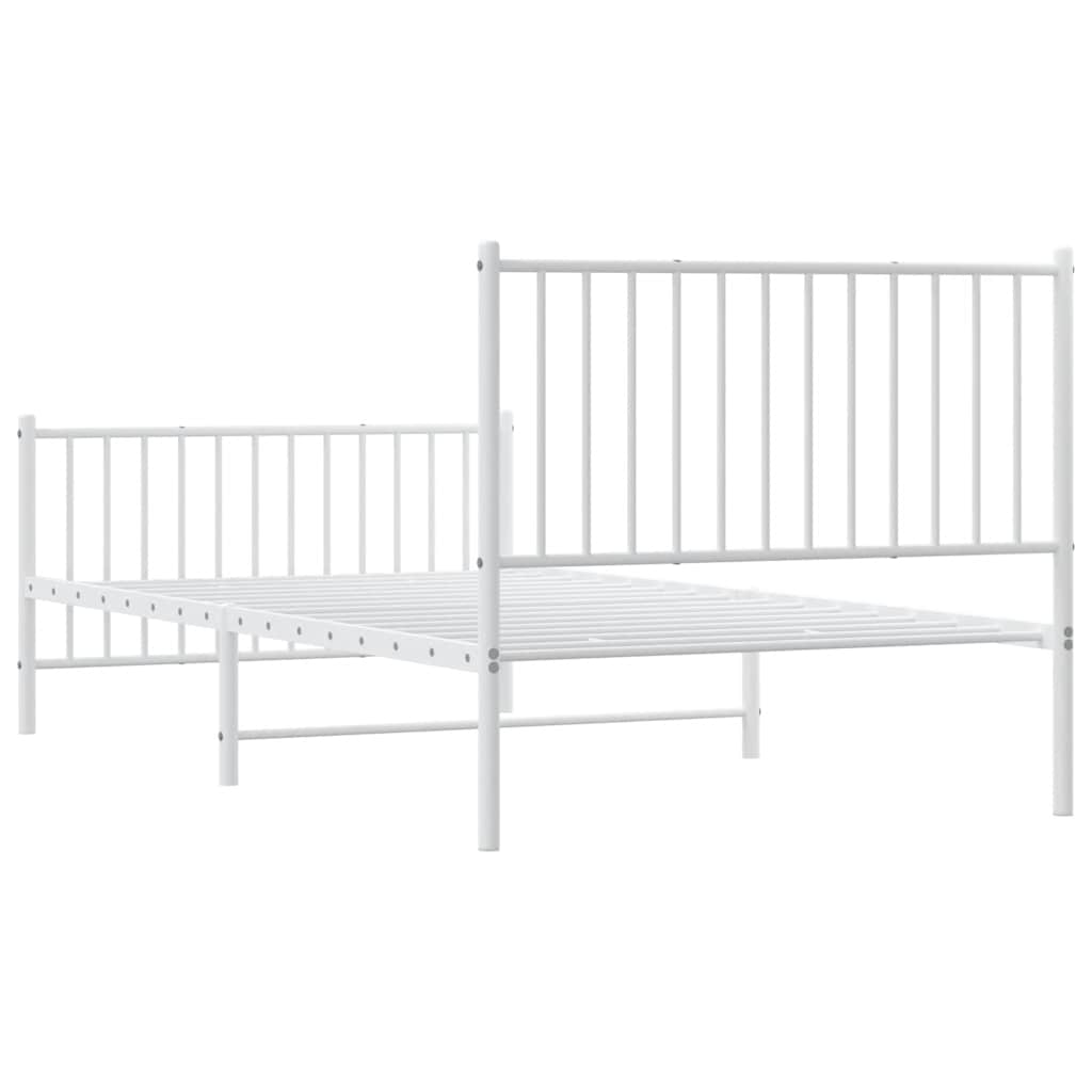Metalni okvir kreveta uzglavlje i podnožje bijeli 100x200 cm