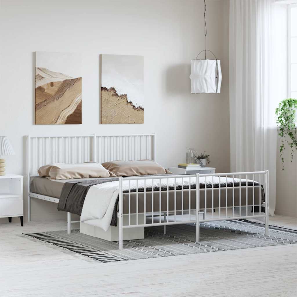 Metalni okvir kreveta uzglavlje i podnožje bijeli 150 x 200 cm