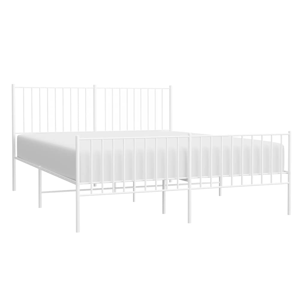 Metalni okvir kreveta uzglavlje i podnožje bijeli 150 x 200 cm