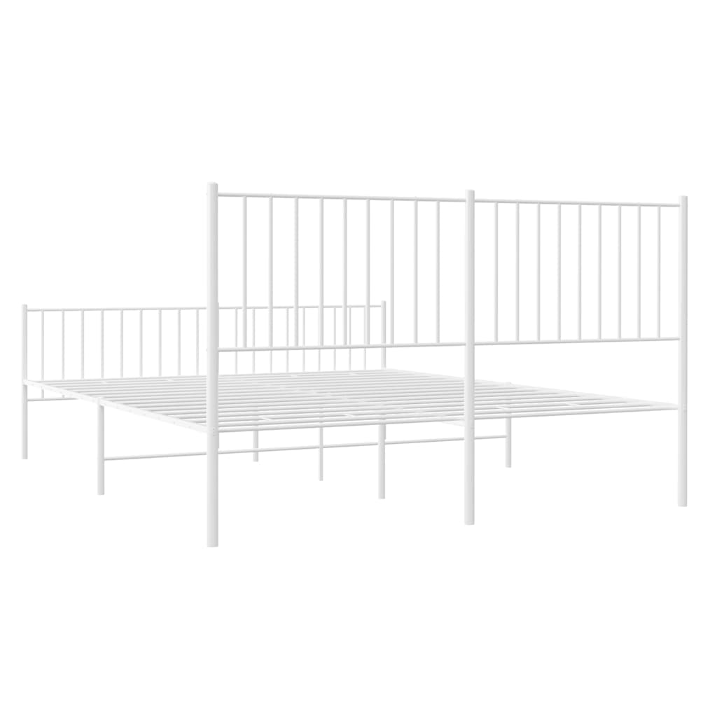 Metalni okvir kreveta uzglavlje i podnožje bijeli 150 x 200 cm