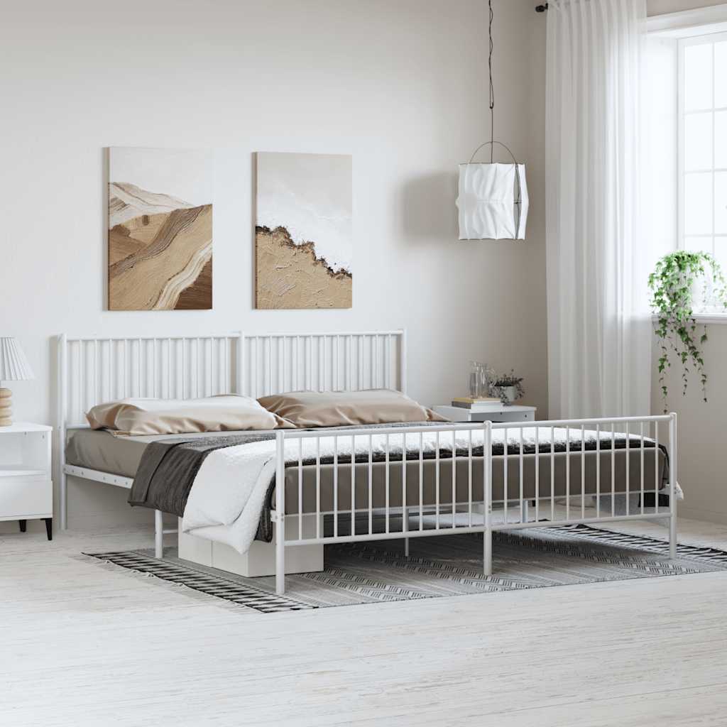 Metalni okvir kreveta uzglavlje i podnožje bijeli 183x213 cm