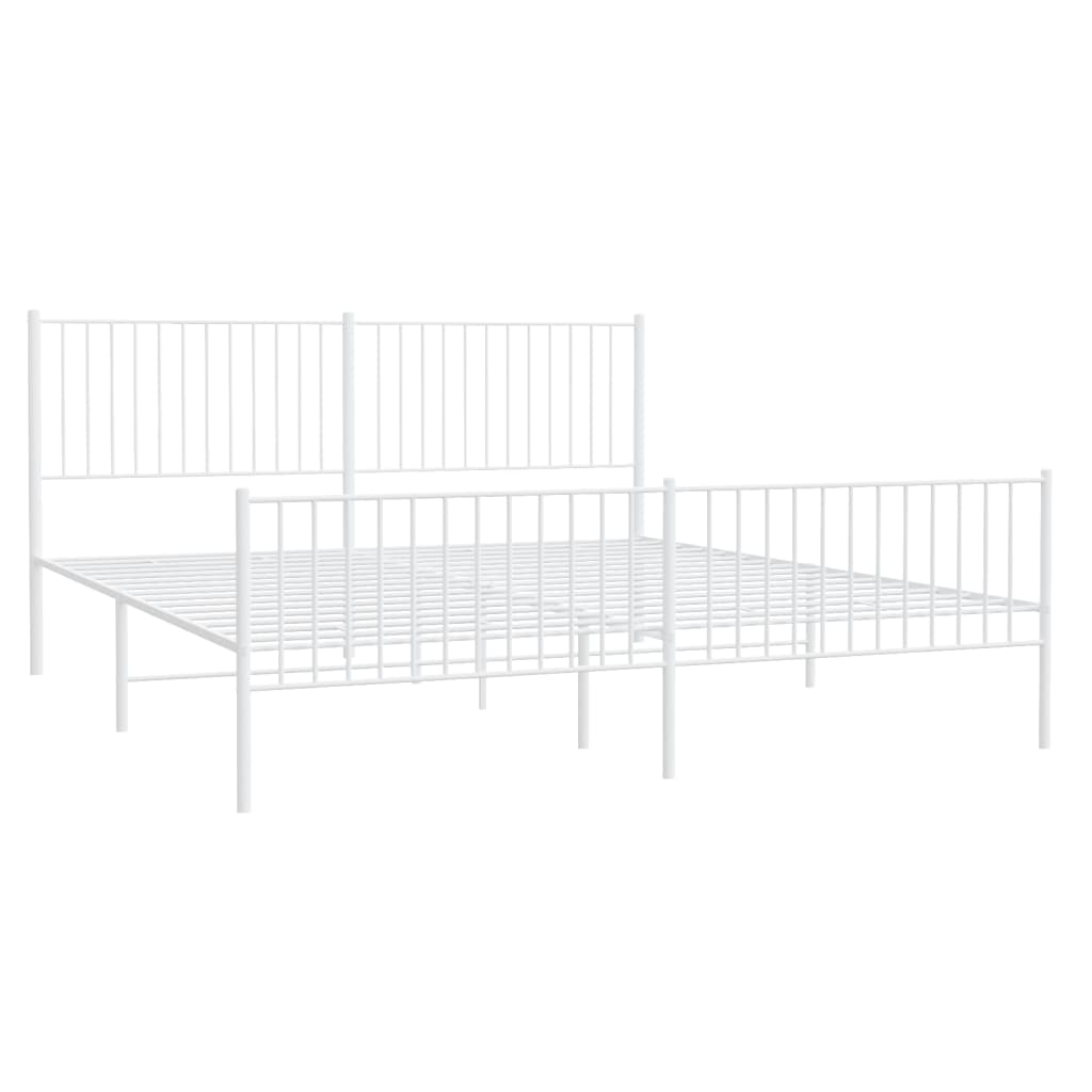 Metalni okvir kreveta uzglavlje i podnožje bijeli 200x200 cm