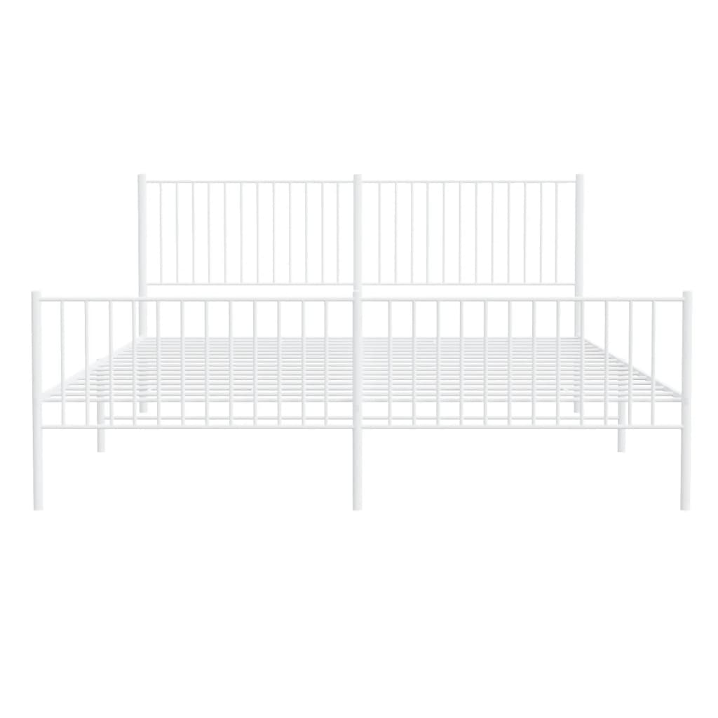 Metalni okvir kreveta uzglavlje i podnožje bijeli 200x200 cm