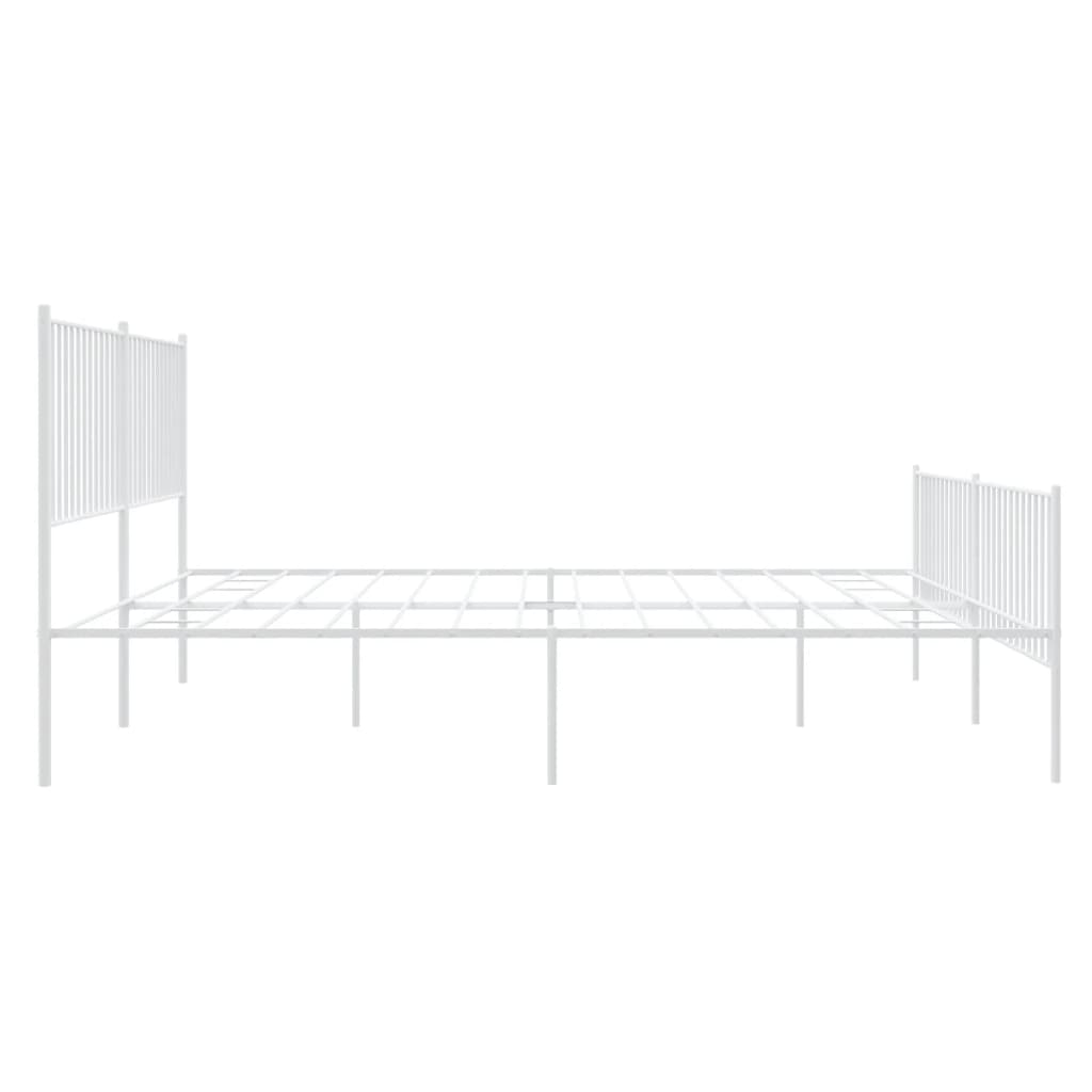 Metalni okvir kreveta uzglavlje i podnožje bijeli 200x200 cm