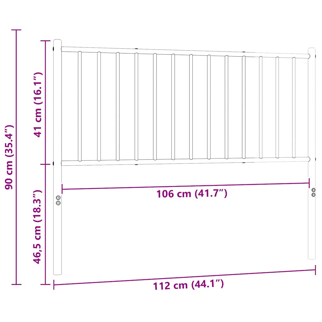 Metalno zamjensko uzglavlje bijelo 107 cm