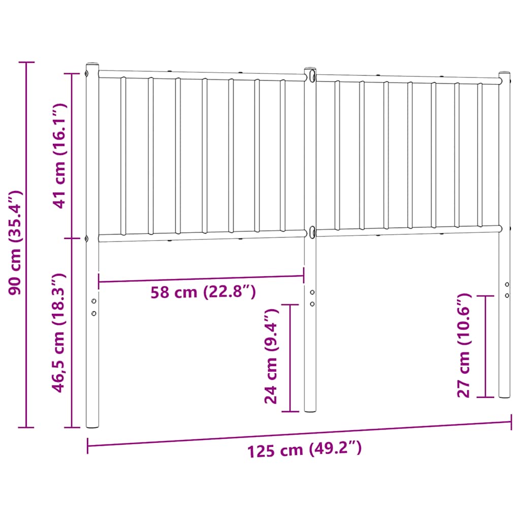 Metalno zamjensko uzglavlje bijelo 120 cm