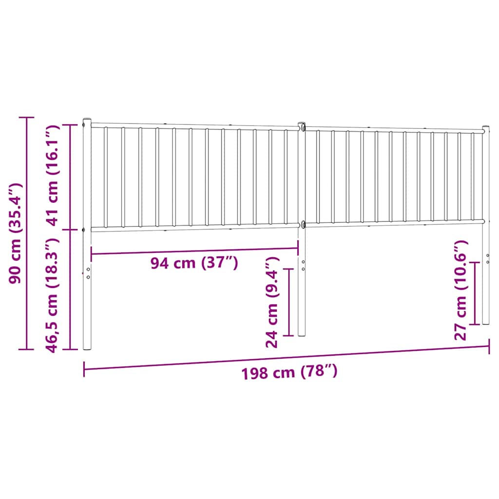 Metalno zamjensko uzglavlje bijelo 193 cm