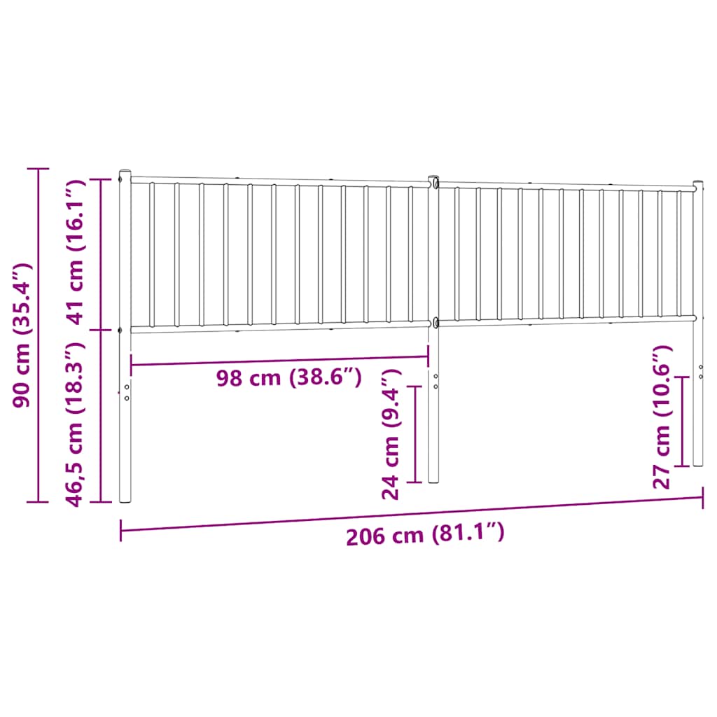 Metalno zamjensko uzglavlje bijelo 200 cm