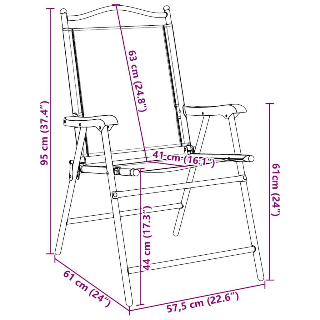 Sklopive vrtne stolice 2 kom prošarane sive čelik i tekstilen