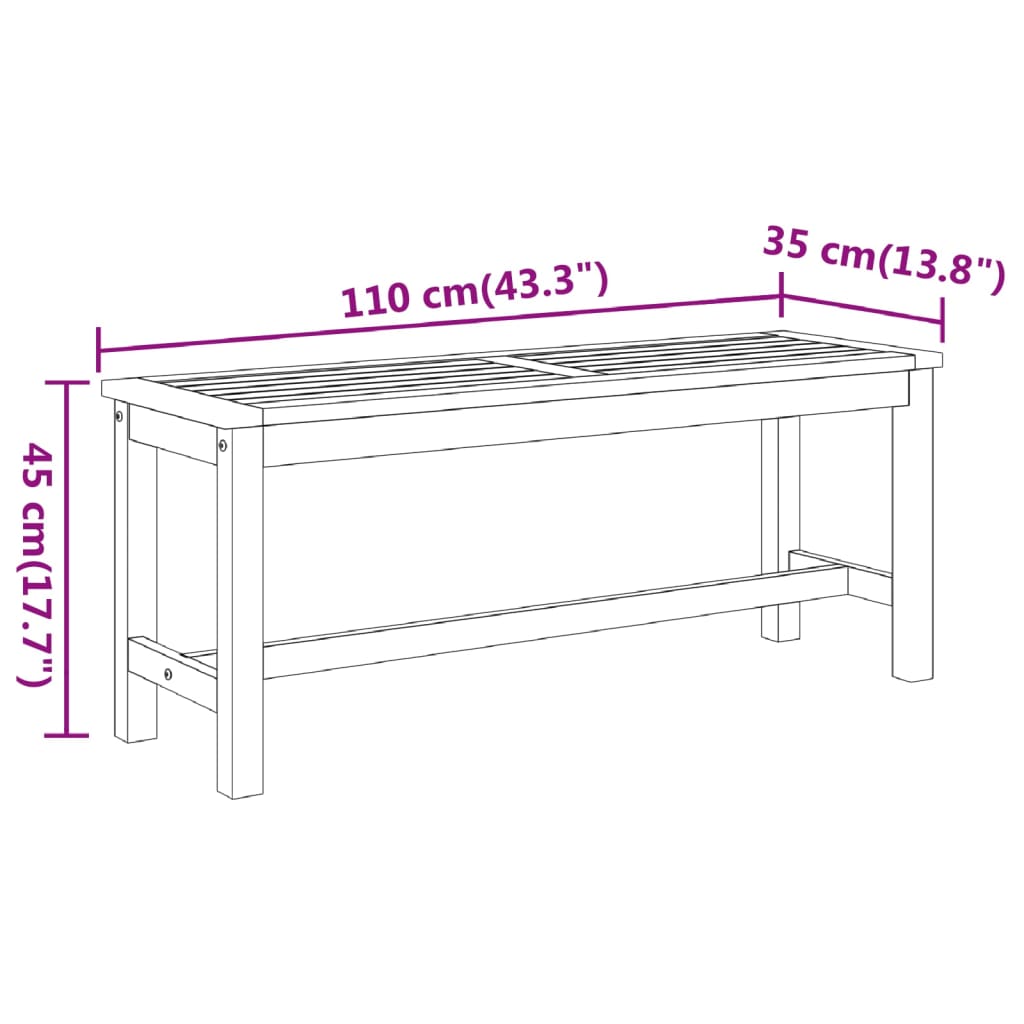 Vrtna klupa 110 x 35 x 45 cm od masivnog bagremovog drva